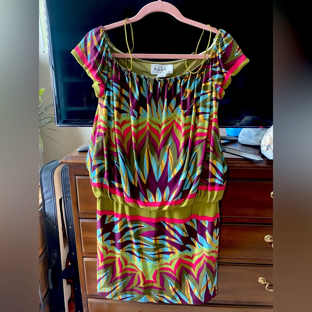 Nicole Miller Silk Off Shoulder Mini S